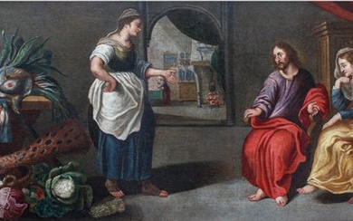 Frans Francken I (1542 - 1616), Cerchia di - Cristo in casa di Marta e Maria