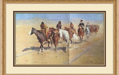 Frederic Remington Pony Tracks in the Buffalo Trails Custom Framed Print
