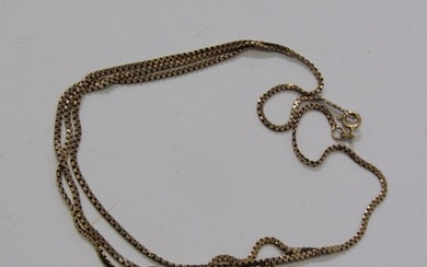 GOLD NECKLACE, 9ct yellow gold 16" necklace with 3 strand dr...