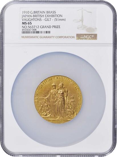 GREAT BRITAIN. Gilt Silver Medal, 1910. London Mint. NGC MS-65.