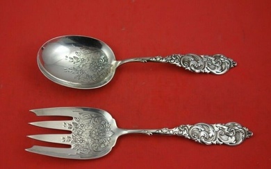 Gladstone by Amston Sterling Silver Salad Serving Set 2pc with Embossed Flowers