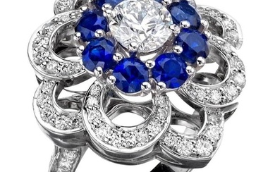 Graff Sapphire & Diamond Cocktail Platinum Ring