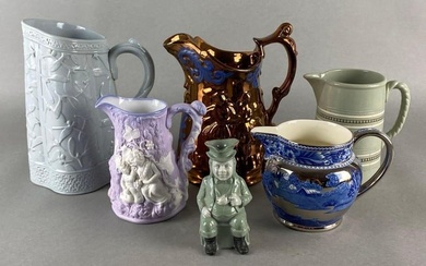 Group of 6 Ceramic and Porcelain Pitchers and Creamers