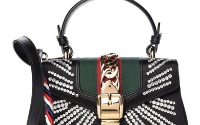 Gucci - Satin Crystal Mini Sylvie Shoulder Bag Black Clutch bag