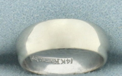 Half Dome High Polish Wedding Band Ring in 14k White Gold