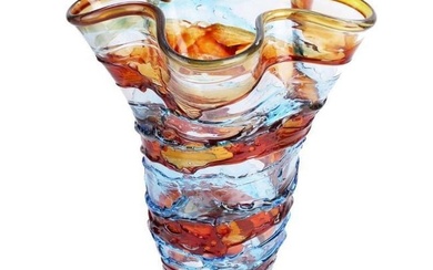 Handblown Ulysses Sbruffi Murano Glass Vase