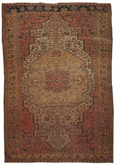 Handmade antique Persian Farahan rug 4.3' x 6.7' (