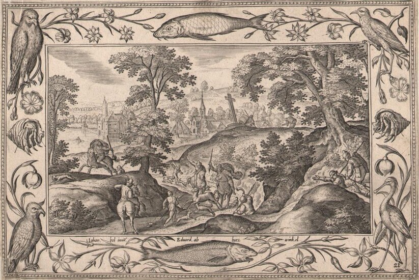 Hans Bol, Adriaen Collaert l -Deer Hunt - 1584
