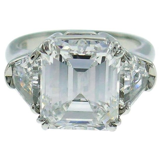 Harry Winston Diamond Platinum Ring 4.03 Carat Emerald Cut E/VS1 GIA
