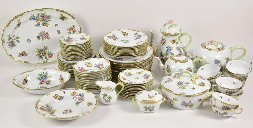 Herend Porcelain Dinner set, Queen Victoria, incl; 12
