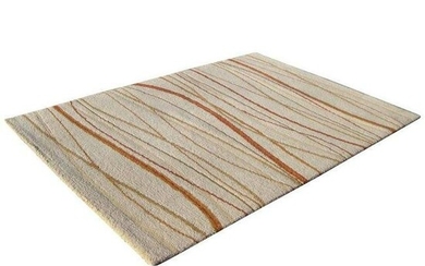 High Pile Area Rug in Beige, Rust and Tan