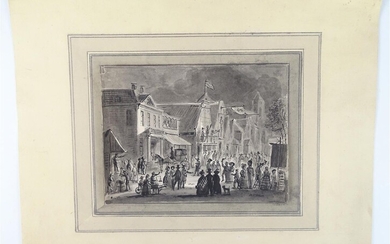 (-), Hollandse school (19e eeuw), figuren op stadsplein,...