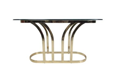 Hollywood Regency Style Glass Top Console Table