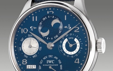 IWC, Ref. IW503203 A fine and attractive white gold perpetual calendar wristwatch with moon phases, digital year indicator, 7-Day power reserve indication, guarantee and presentation box