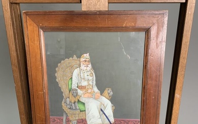Inde du Nord, XIXe siècle Portrait d'un notable. 40 x 31 cm.