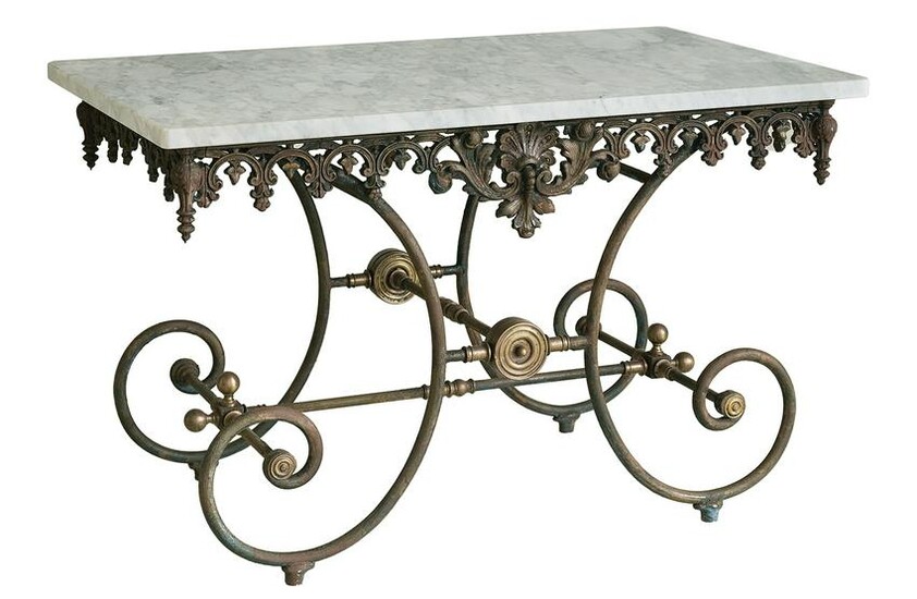 Iron and Marble-Top Baker's Table