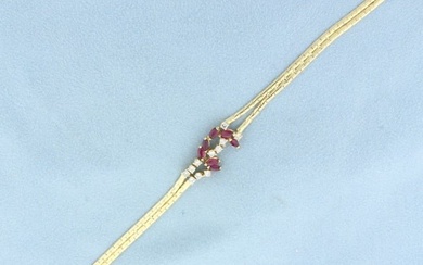 Italian Ruby and Diamond Bracelet in 14k Yellow Gold
