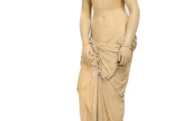 SOLD. Jens Adolf Jerichau: "The slave girl". A plaster sculpture in shape of a half-draped young woman. 19th century. H. 130 cm. – Bruun Rasmussen Auctioneers of Fine Art