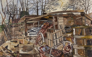 John Bratby RA, British 1928-1992 ¬® The Scrapyard, 1958; oil on board, signed lower left 'John Bratby', 121.8 x 182.5 cm (ARR) Exhibited: The Millinery Works, London, 'John Bratby: A Famous Unknown', 3rd - 18th November 1999 (according to the...