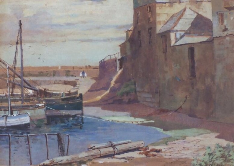 John Guttridge SYKES (British 1866-1941) Old Harbour Newlyn, Watercolour,...