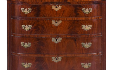 LATE CLASSICAL MAHOGANY CHEST OF DRAWERS, MID-19TH CENTURY 43 1/2 x 42 x 22 3/4 in. (110.5 x 106.7 x 57.8 cm.)