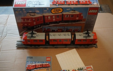 LEGO - Trains - 7725-1 Electric Passenger Train, rails, folder, bouwinstructie en doos - 1980-1990