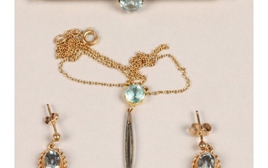 Ladies 15ct gold aquamarine bar brooch,ladies two stone aqua...