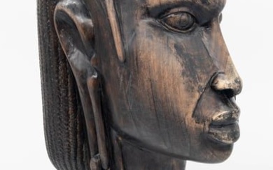 Large Carved Ebony Head of African Woman, 30" tall