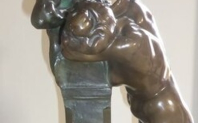 Leon Gobert (1867-1935)- Sculpture, "La tentation" - 54 cm - Bronze - Late 19th century