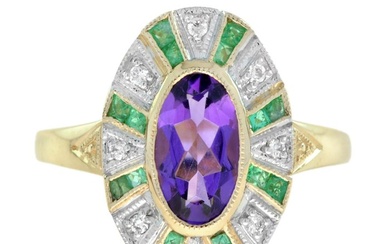 Lilly M. JEWELERS - 9 kt. Gold - Ring Amethyst - Emeralds