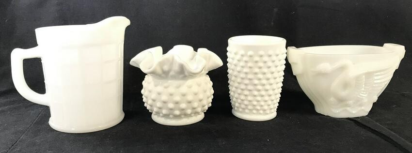 Lot 4 Group Lot Milk Glass Tabletop Accessories