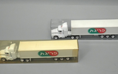 Lot of 2 Toy Semi-trailer Trucks Promotion for Prigat Soft Drink