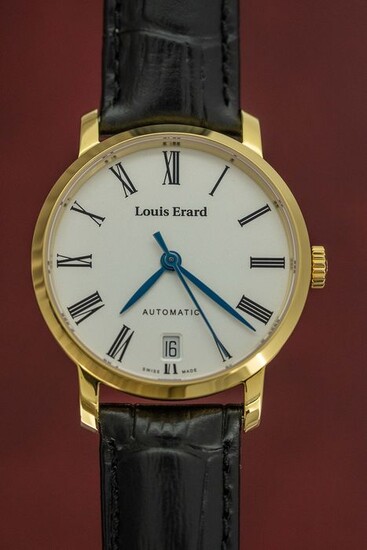 Louis Erard - Automatic Excellence Collection Yellow Gold tone Case Black Leather strap Swiss Made - 68235PJ01.BAJC62 - Women - BRAND NEW