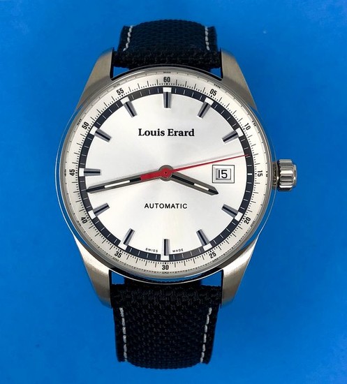 Louis Erard - Automatic Watch Heritage Collection Silver Dial Canvas Reversible Leather Strap Swiss Made- 69105AA11.BTD20 - Men - Brand New
