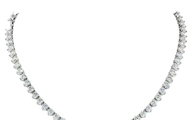 Louis Newman & Co GIA Diamond Straight Line Tennis Necklace with 25.28 Carats