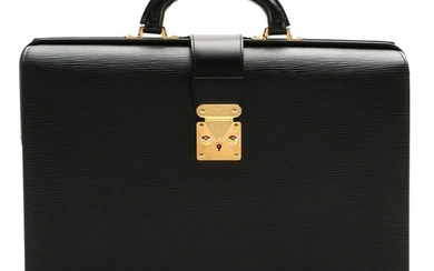 Louis Vuitton Serviette Fermoir Briefcase in Black Epi Leather