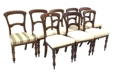 Matched set of eight Victorian mahogany dining chairs, with...