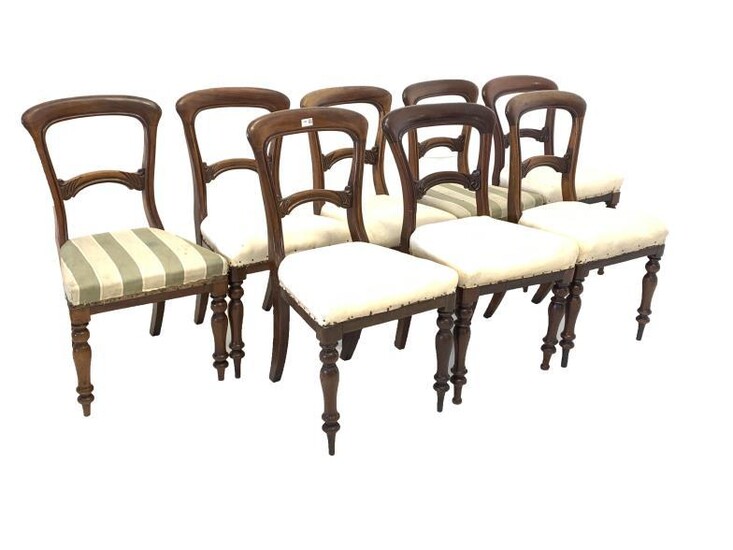 Matched set of eight Victorian mahogany dining chairs, with...
