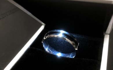 Men's Titanium Steel Silver Black Engagement Ring