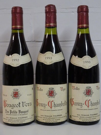 Mixed lot - 1992 Vougeot 1° Cru "Les Petits Vougeot" (1) - 1993 Gevrey-Chambertin (2)/ Dom. Fourrier - Bourgogne - 3 Bottles (0.75L)