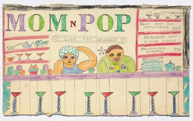 Mom N Pop on Cracker Box by Lewis Smith Outsider Artist