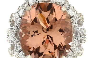 Morganite Diamond Ring 14K White Gold