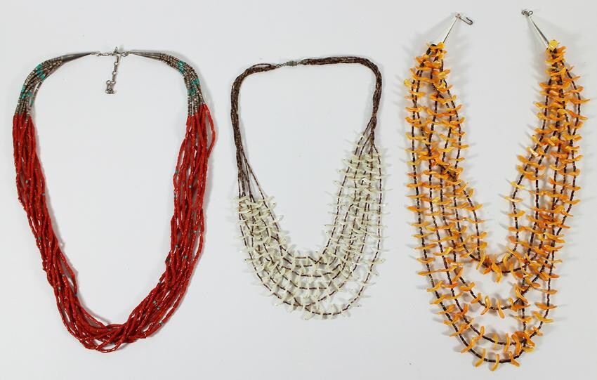 NATIVE AMERICAN CORAL TURQUOISE SHELL NECKLACES