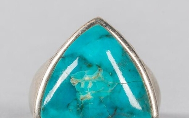 NK Mark Vintage Sterling Silver Ring with Turquoise