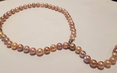 NO RESERVE PRICE - 925 Silver - 10x12mm Multi Edison Pearls - Necklace