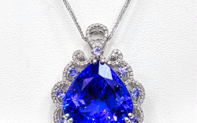 Necklace with pendant White gold Tanzanite - Diamond