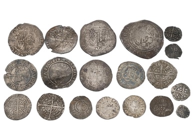Nineteen (19) mixed silver hammered English and Irish coins,...