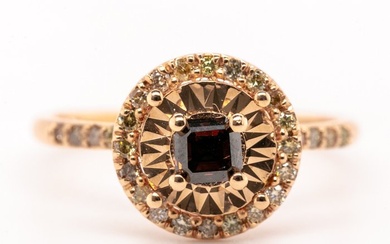 No Reserve Price - 0.65 tcw - Fancy Dark Orangy Brown - 14 kt. Pink gold - Ring Diamond