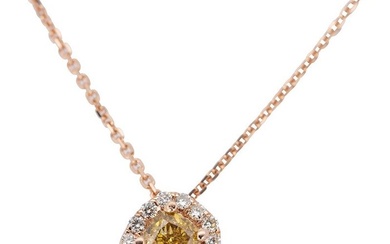 No Reserve Price - Necklace with pendant - 18 kt. Yellow gold - 0.20 tw. Yellow Diamond (Natural coloured) - Diamond