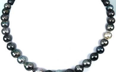 No Reserve Price - Rainbow Tahiti pearls BQ necklace - Necklace Silver Pearl